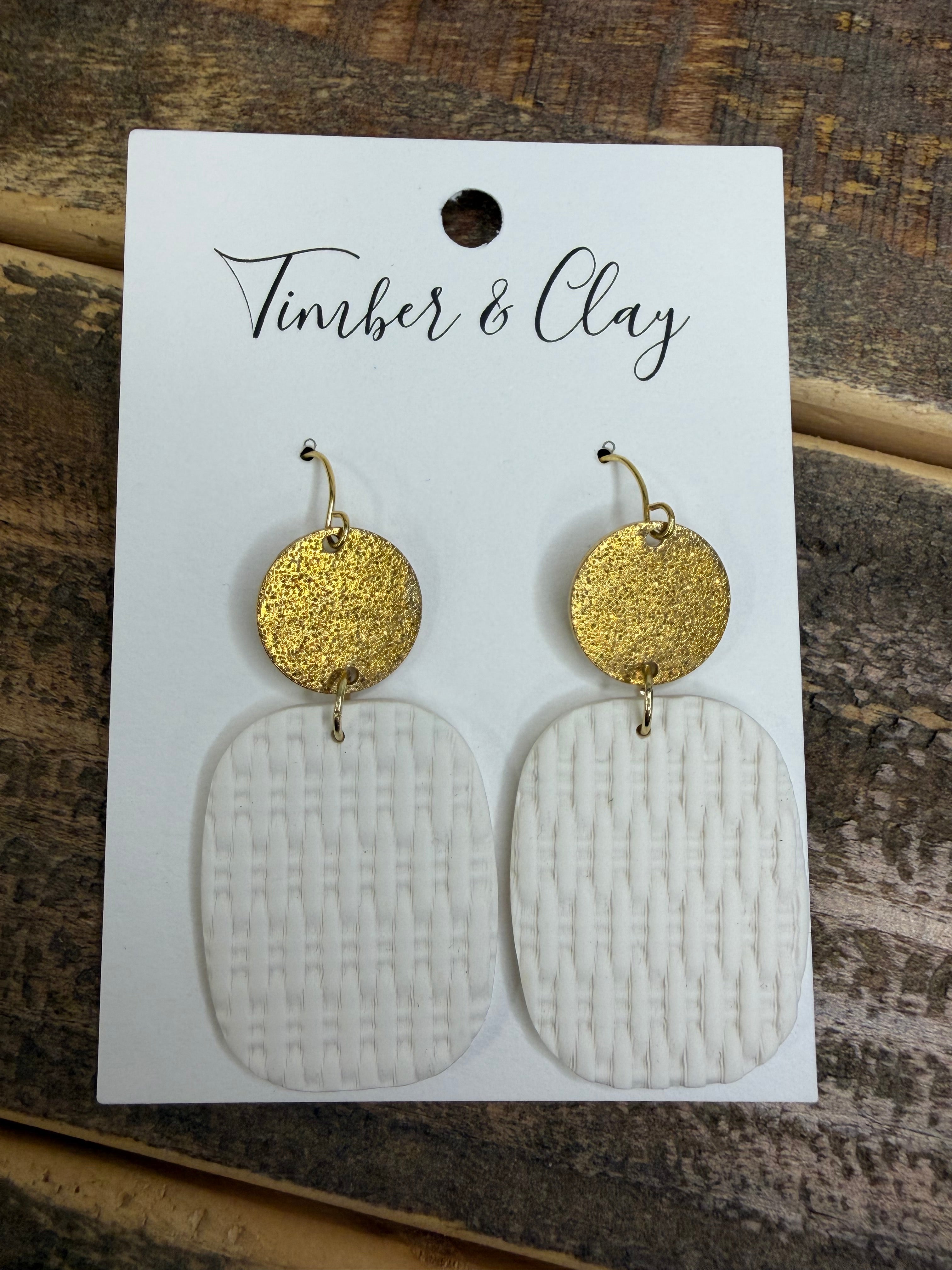 Gold White Dangle Earrings Jewelry - Earrings Timber & Clay