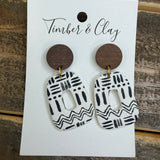 Wood Black and White Earrings Jewelry - Earrings Timber & Clay