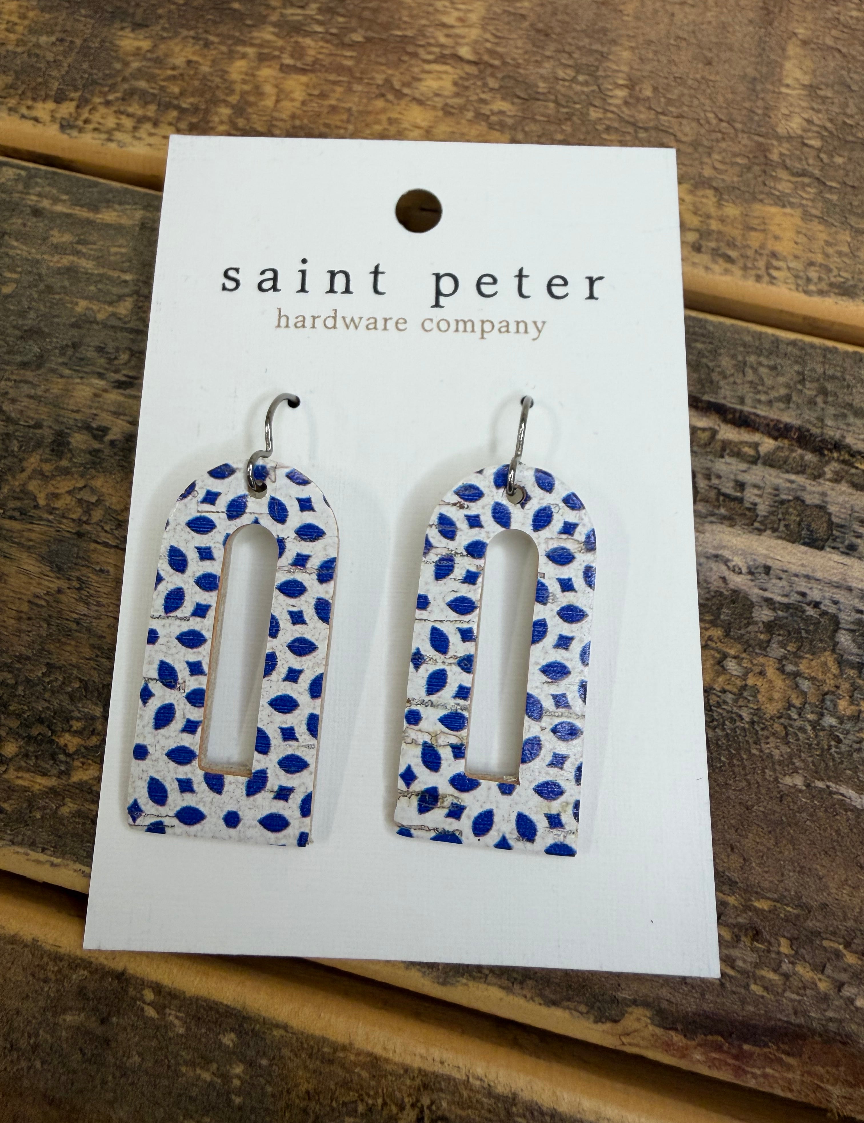 White and Blue Drop Earrings Jewelry - Earrings St. Peter Hardware