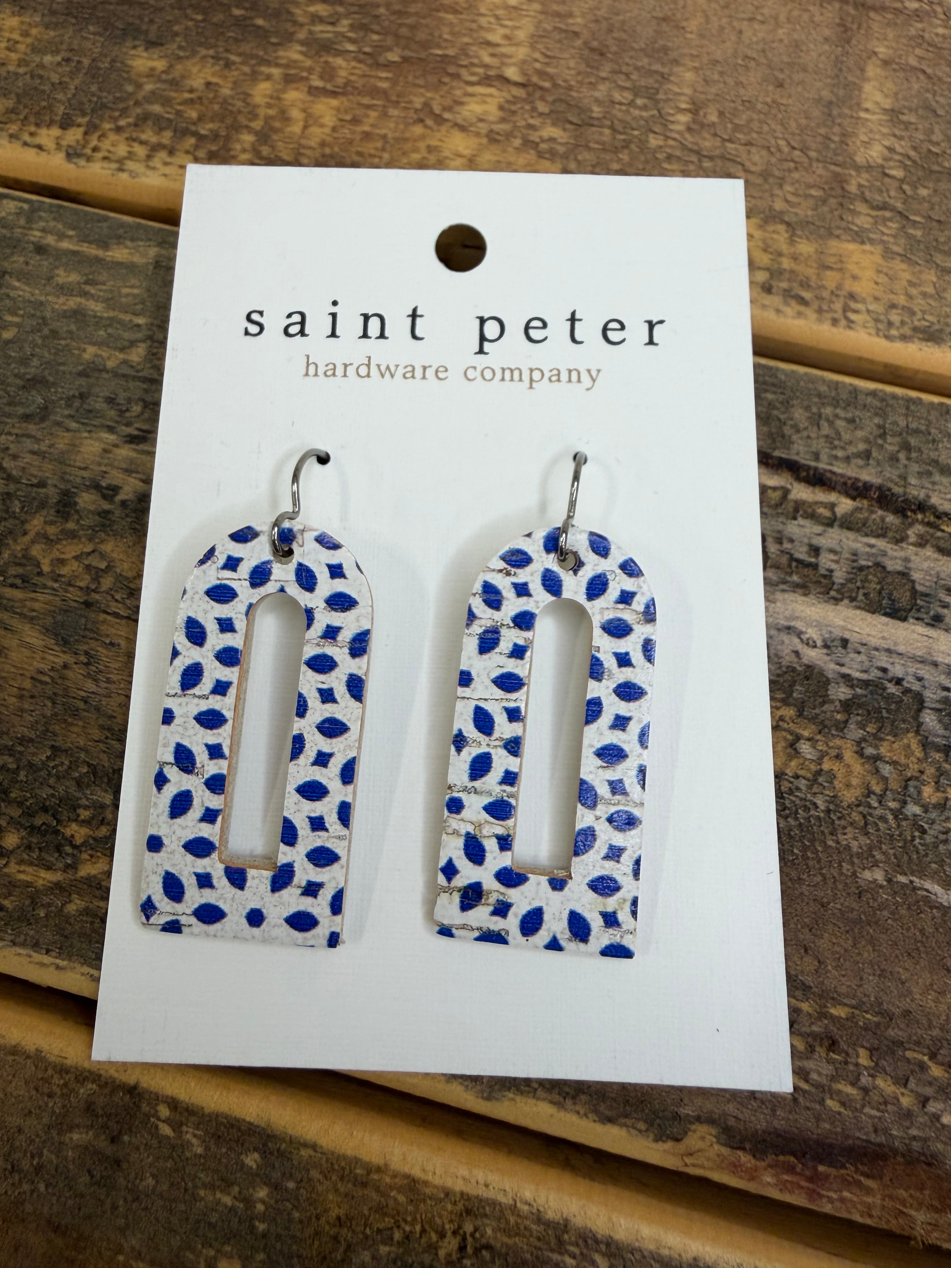 White and Blue Drop Earrings Jewelry - Earrings St. Peter Hardware