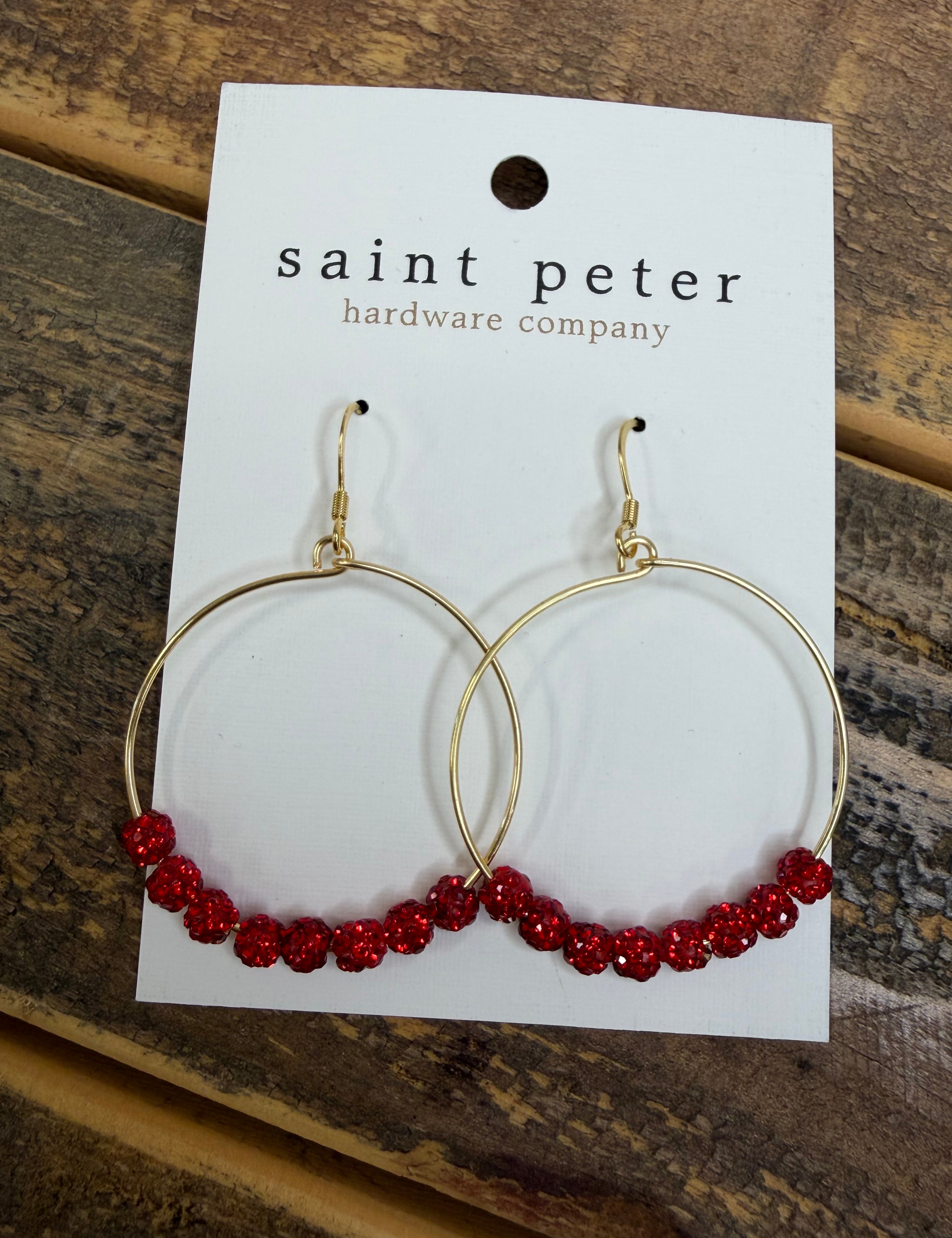 Gold and Red Sparkle Earrings Jewelry - Earrings St. Peter Hardware