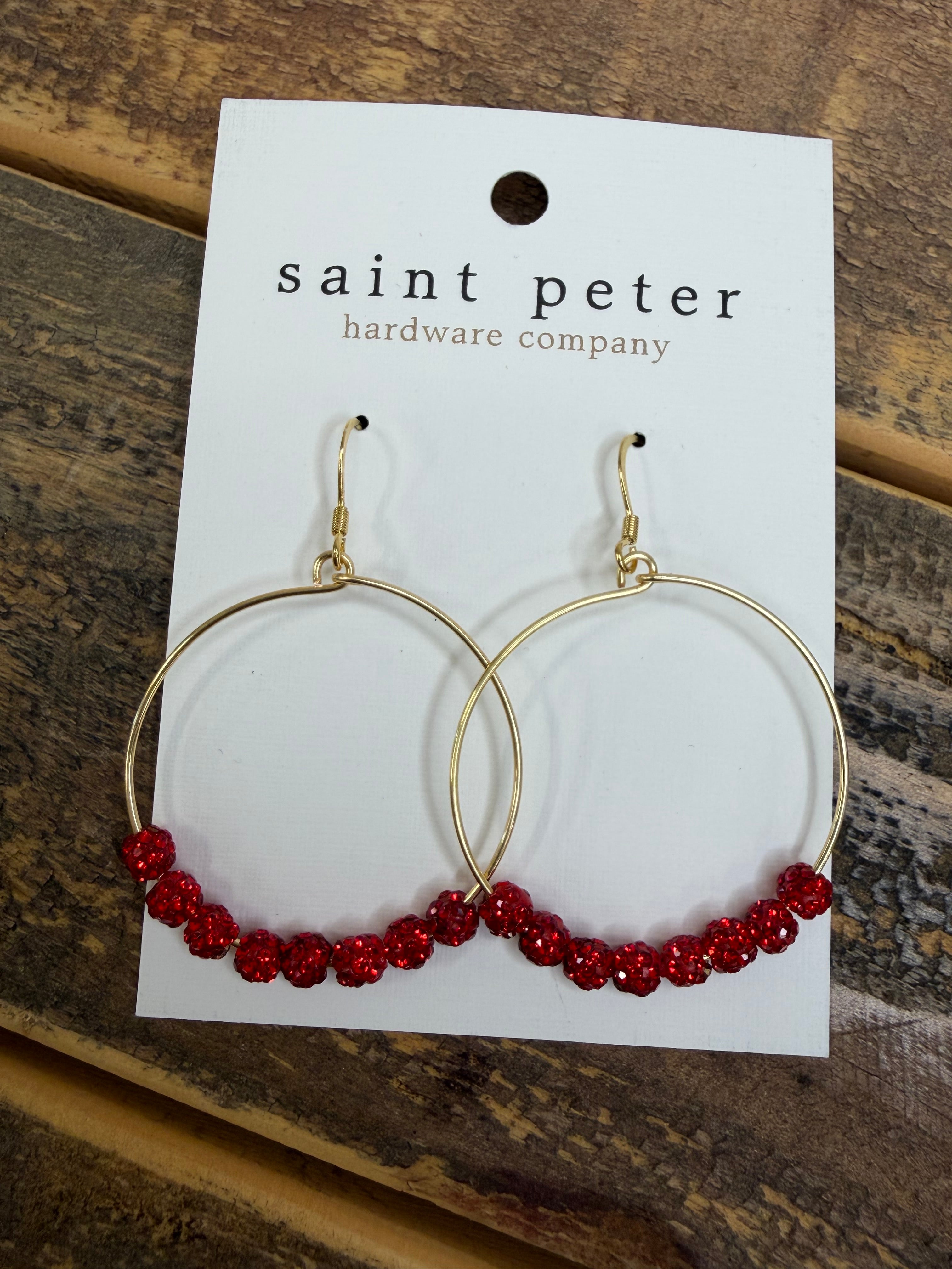 Gold and Red Sparkle Earrings Jewelry - Earrings St. Peter Hardware