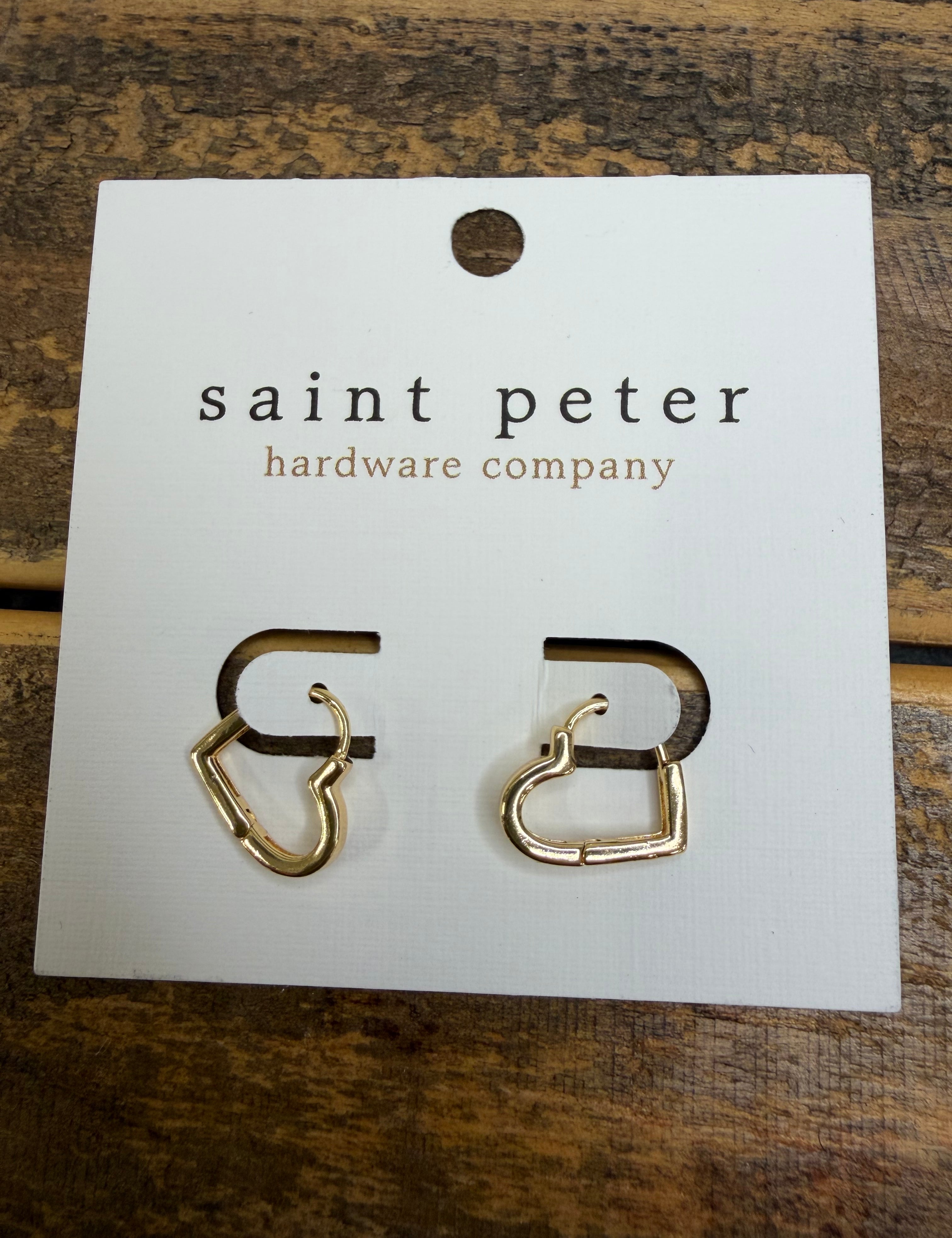 Gold Heart Huggies Jewelry - Earrings St. Peter Hardware