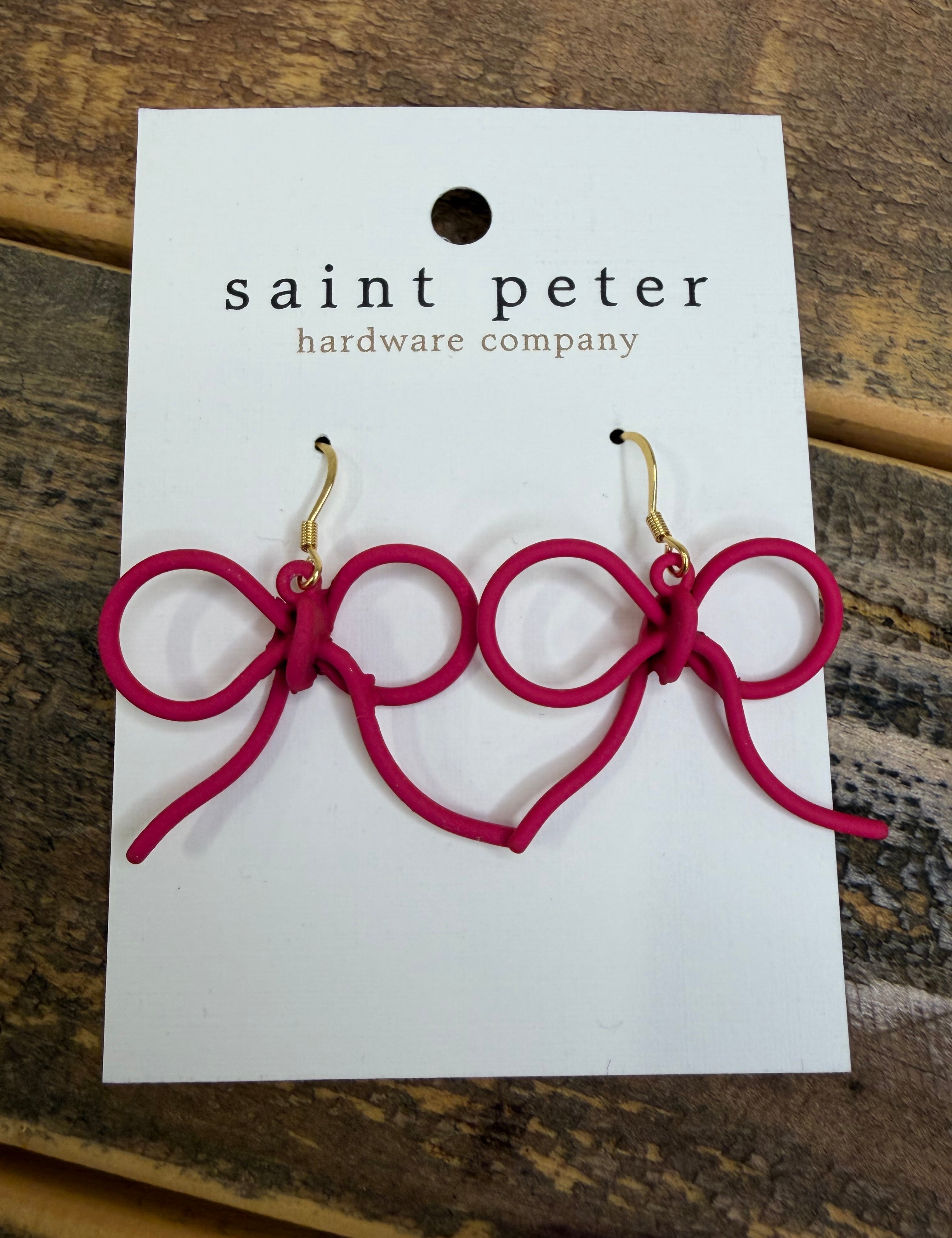 Pink Tie Bow Earrings Jewelry - Earrings St. Peter Hardware