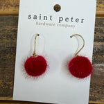 Fuzzy Red Ball Earrings Jewelry - Earrings St. Peter Hardware