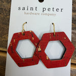 Red Gold Open Hex Earrings Jewelry - Earrings St. Peter Hardware