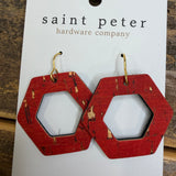 Red Gold Open Hex Earrings Jewelry - Earrings St. Peter Hardware