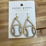 Small Wood Baseball Earrings Jewelry - Earrings SAINT PETER HARDWARE