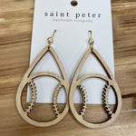 Large Wood Baseball Earrings Jewelry - Earrings SAINT PETER HARDWARE