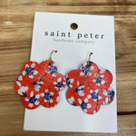 Red Flower Patiotic Earrings Jewelry - Earrings SAINT PETER HARDWARE