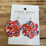 Red Flower Patiotic Earrings Jewelry - Earrings SAINT PETER HARDWARE