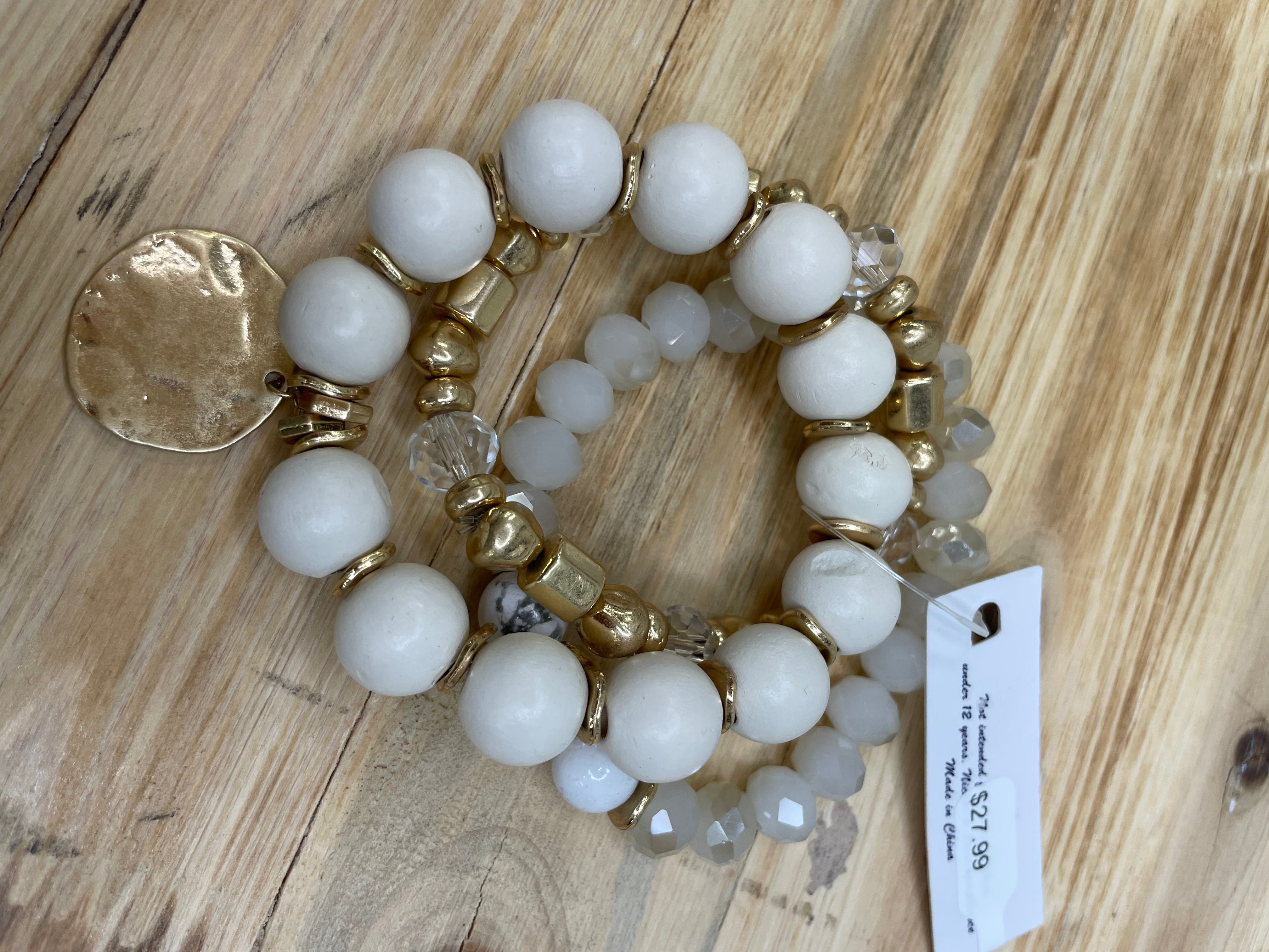 White Natural, Gold, Natural Stone Bracelet Set Jewelry- Bracelet WHAT'S HOT