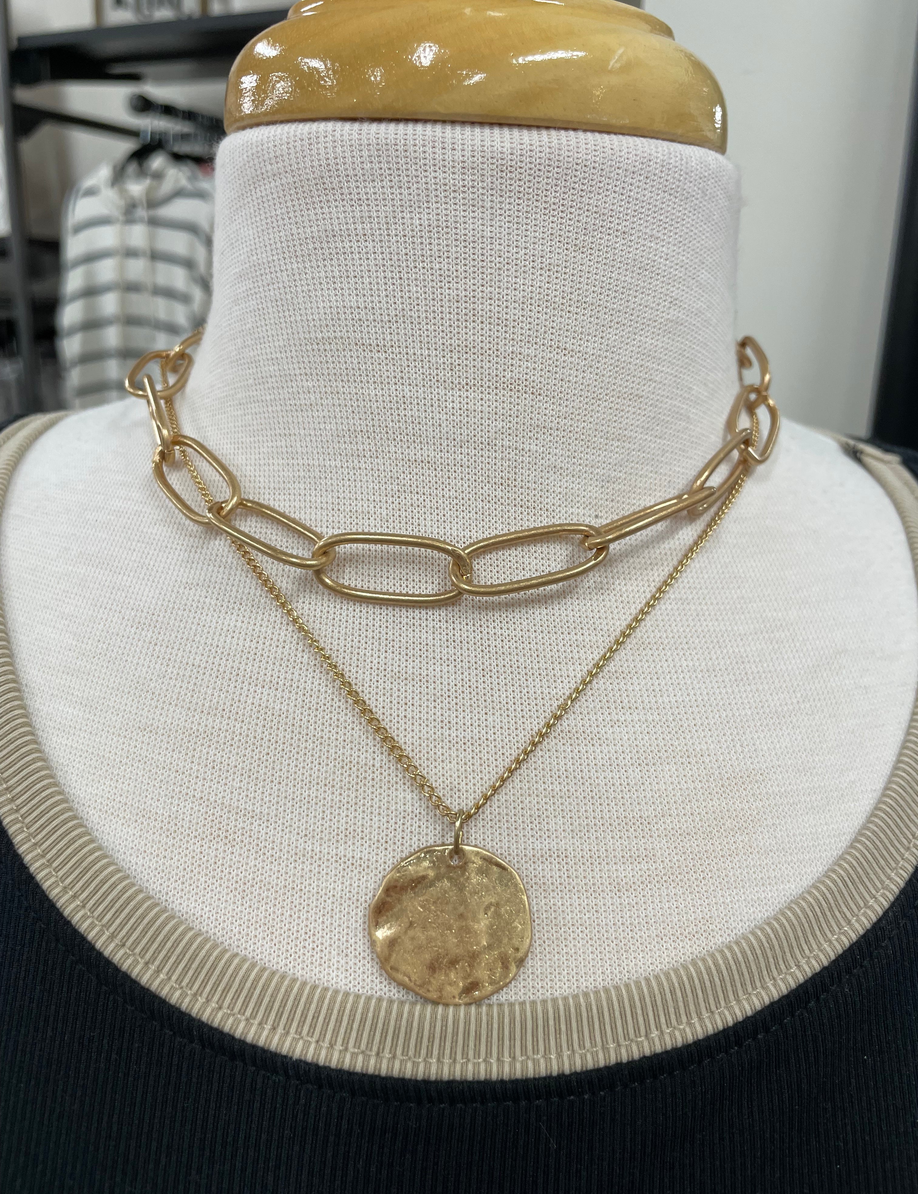 Layered Gold Coin Chain Necklace Jewelry- Necklace WHAT'S HOT