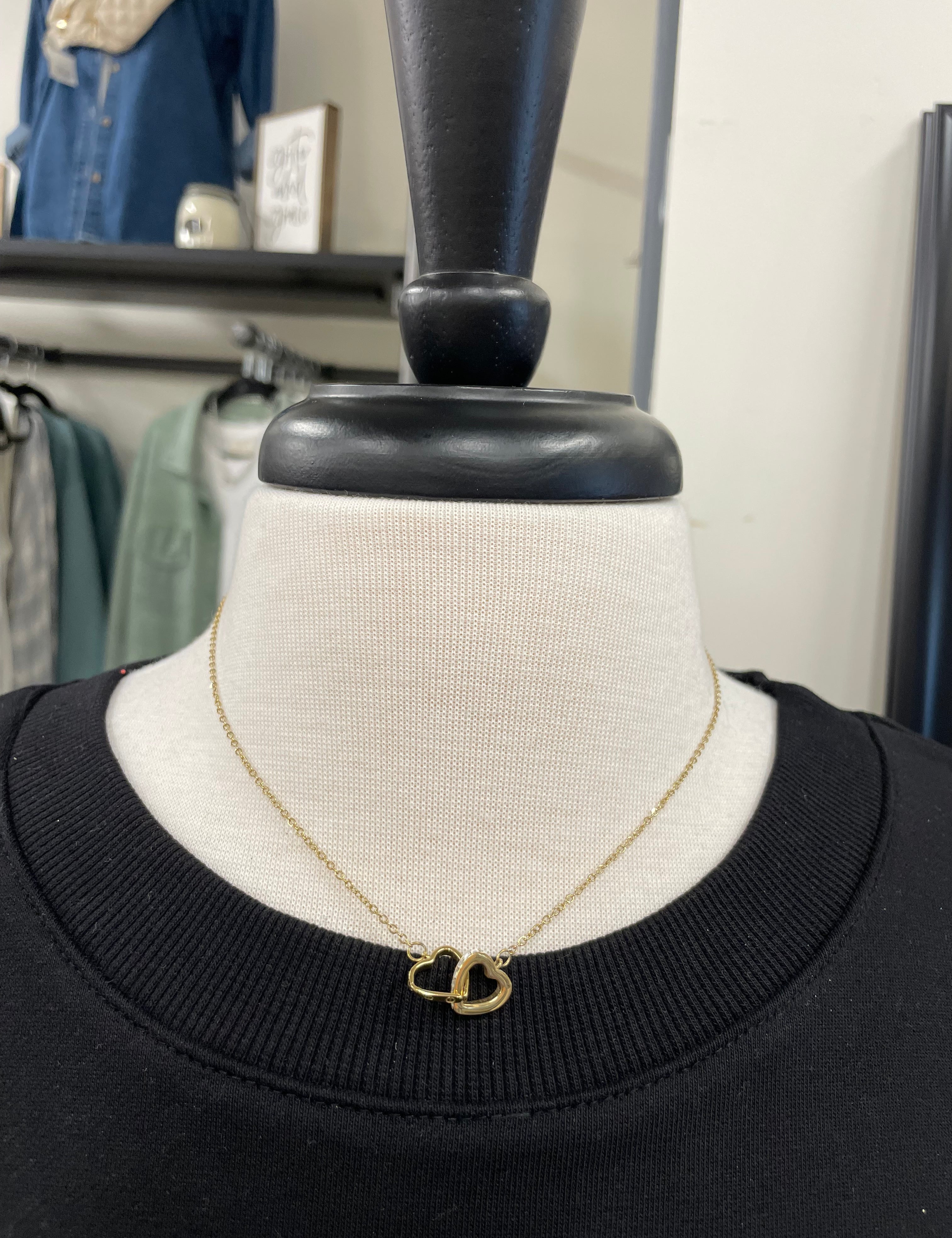 Luxe Gold Double Heart Necklace Jewelry- Necklace PANACHE