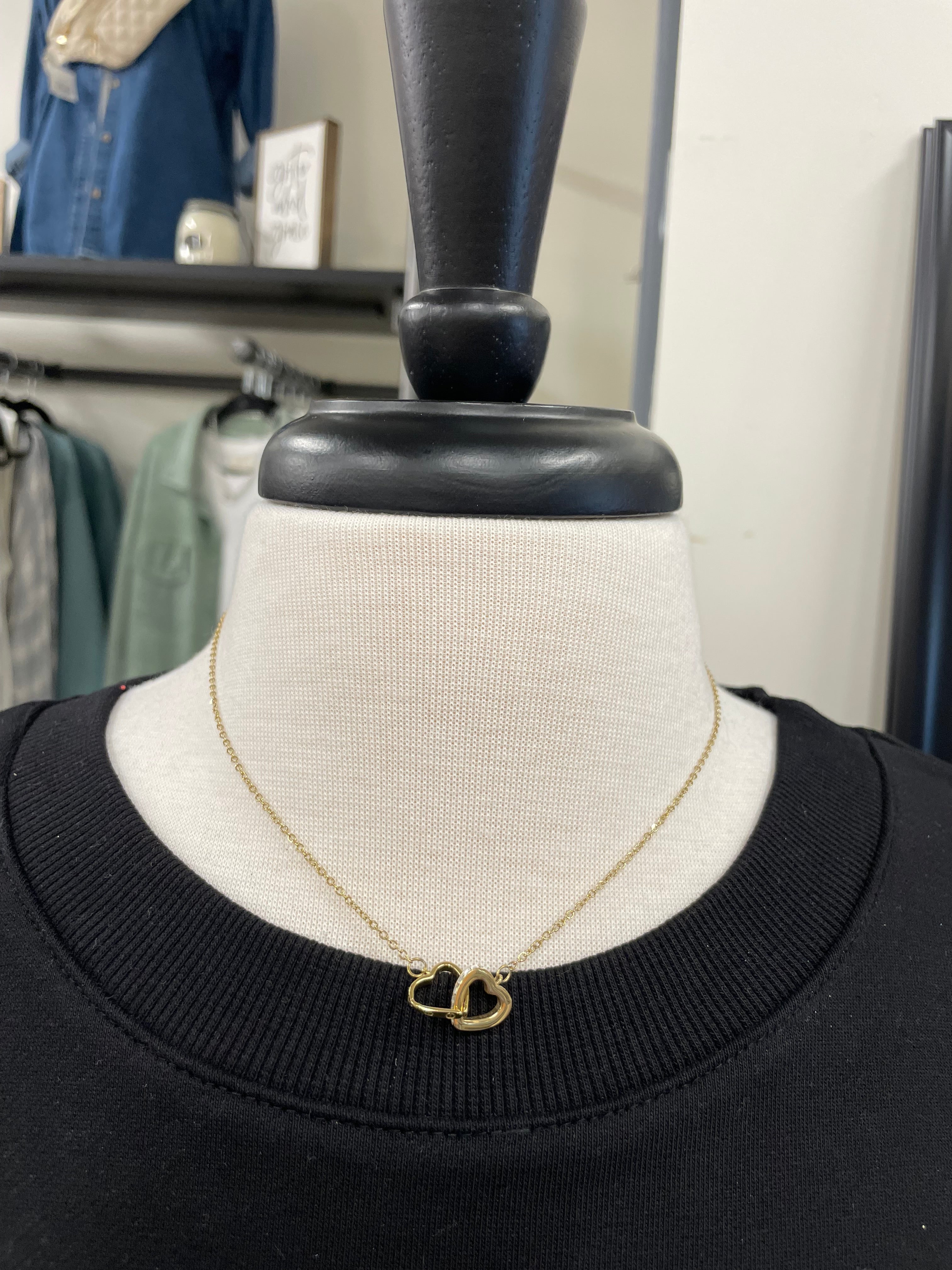 Luxe Gold Double Heart Necklace Jewelry- Necklace PANACHE
