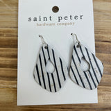 Black Striped Drop Earrings Jewelry - Earrings SAINT PETER HARDWARE