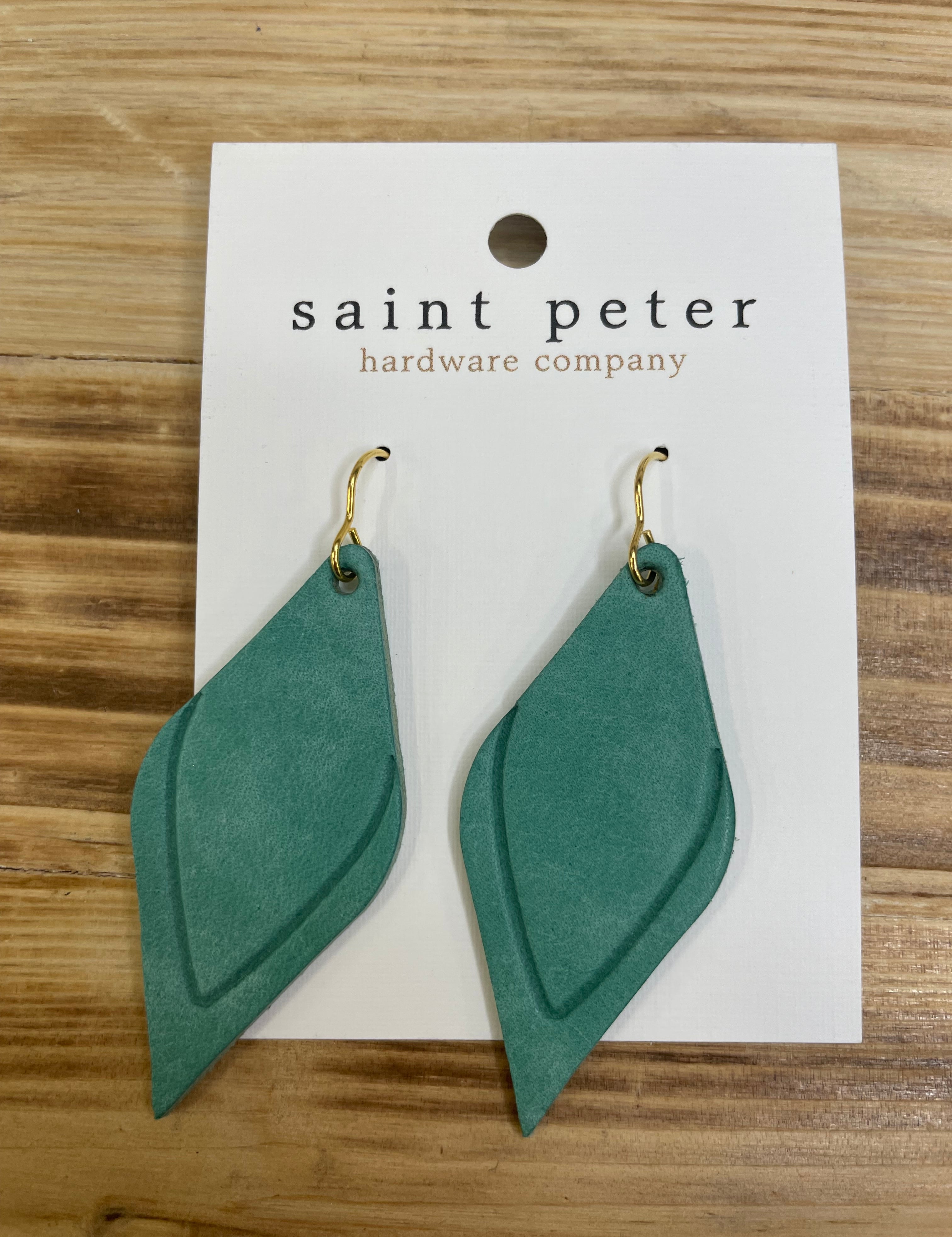 Teal Leather Drop Earrings Jewelry - Earrings SAINT PETER HARDWARE