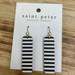 Black & White Striped Wood Earrings Jewelry - Earrings SAINT PETER HARDWARE