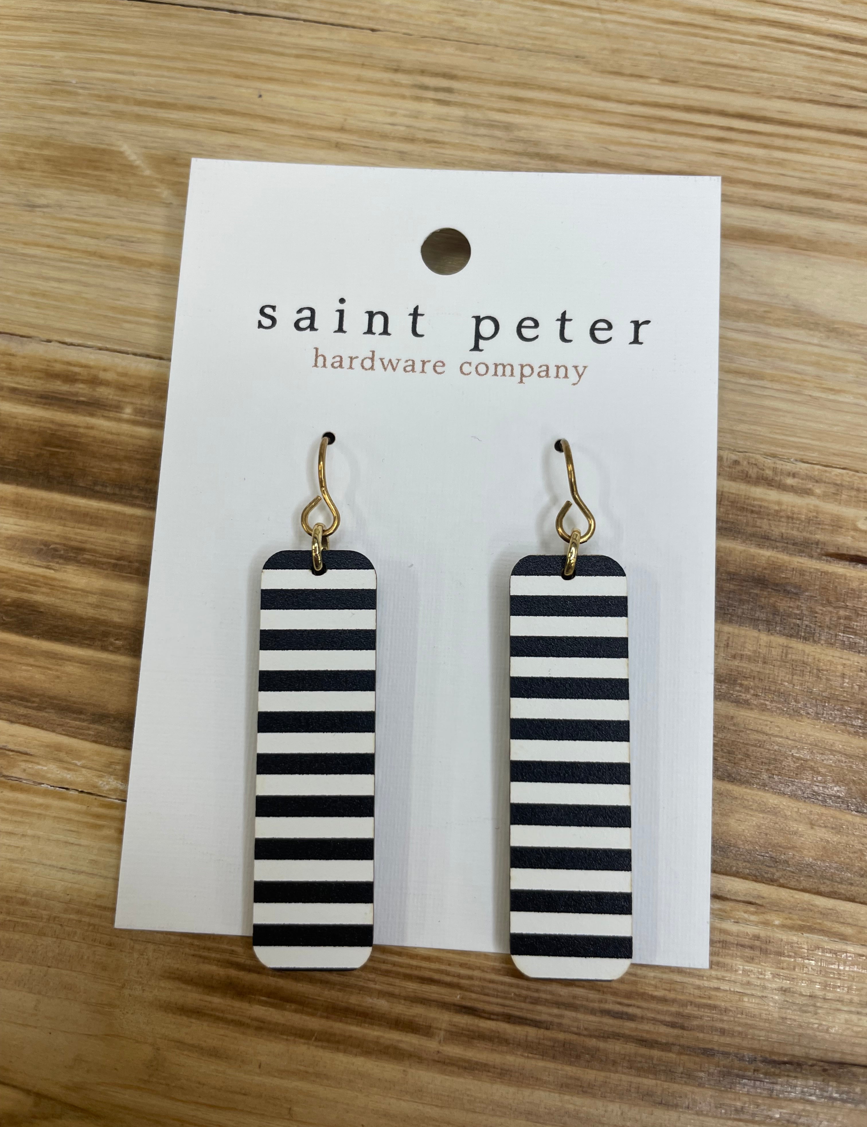 Black & White Striped Wood Earrings Jewelry - Earrings SAINT PETER HARDWARE