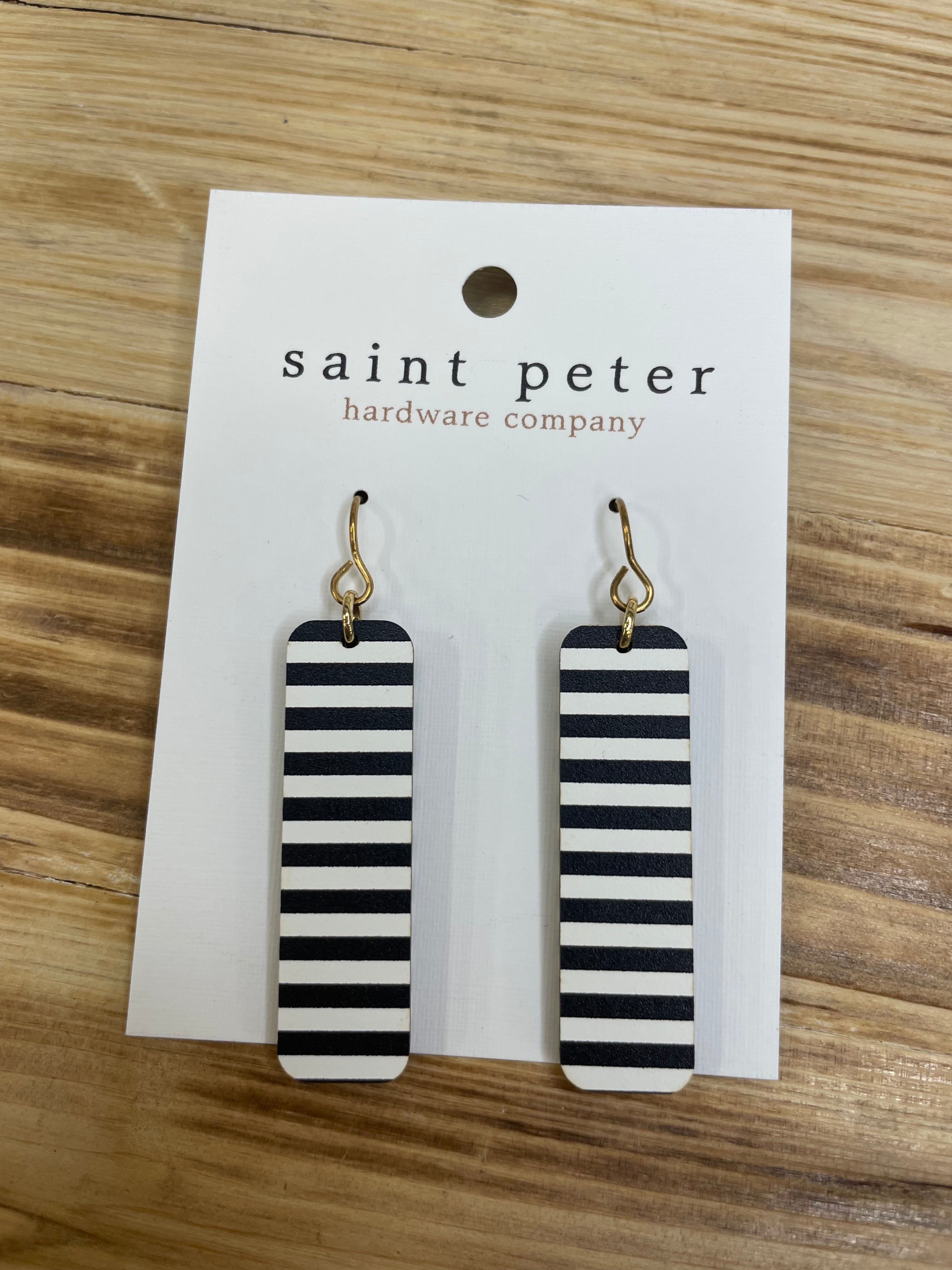 Black & White Striped Wood Earrings Jewelry - Earrings SAINT PETER HARDWARE