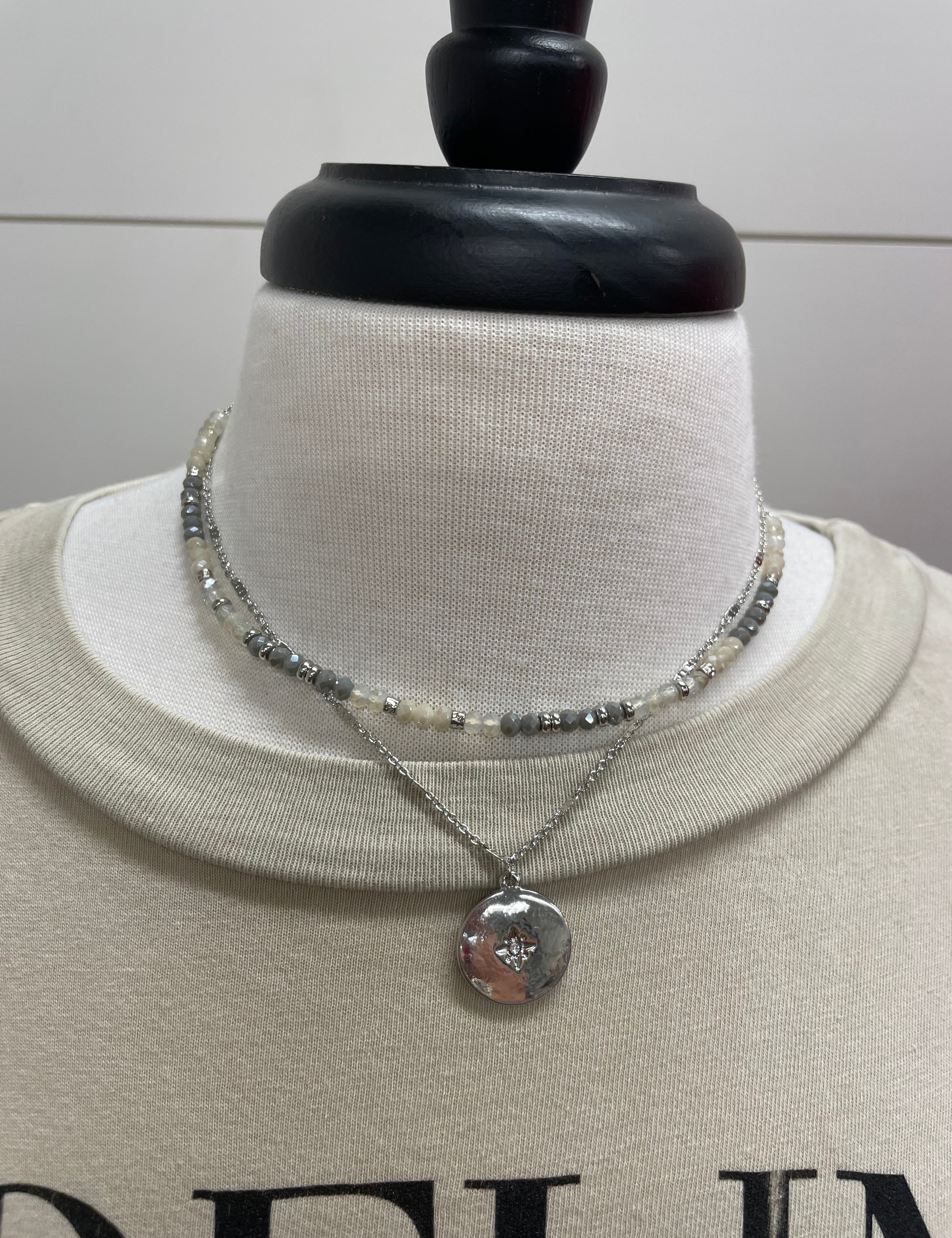 Baxley Silver Gray Neckalce Jewelry- Necklace MEGHAN BROWN STYLE