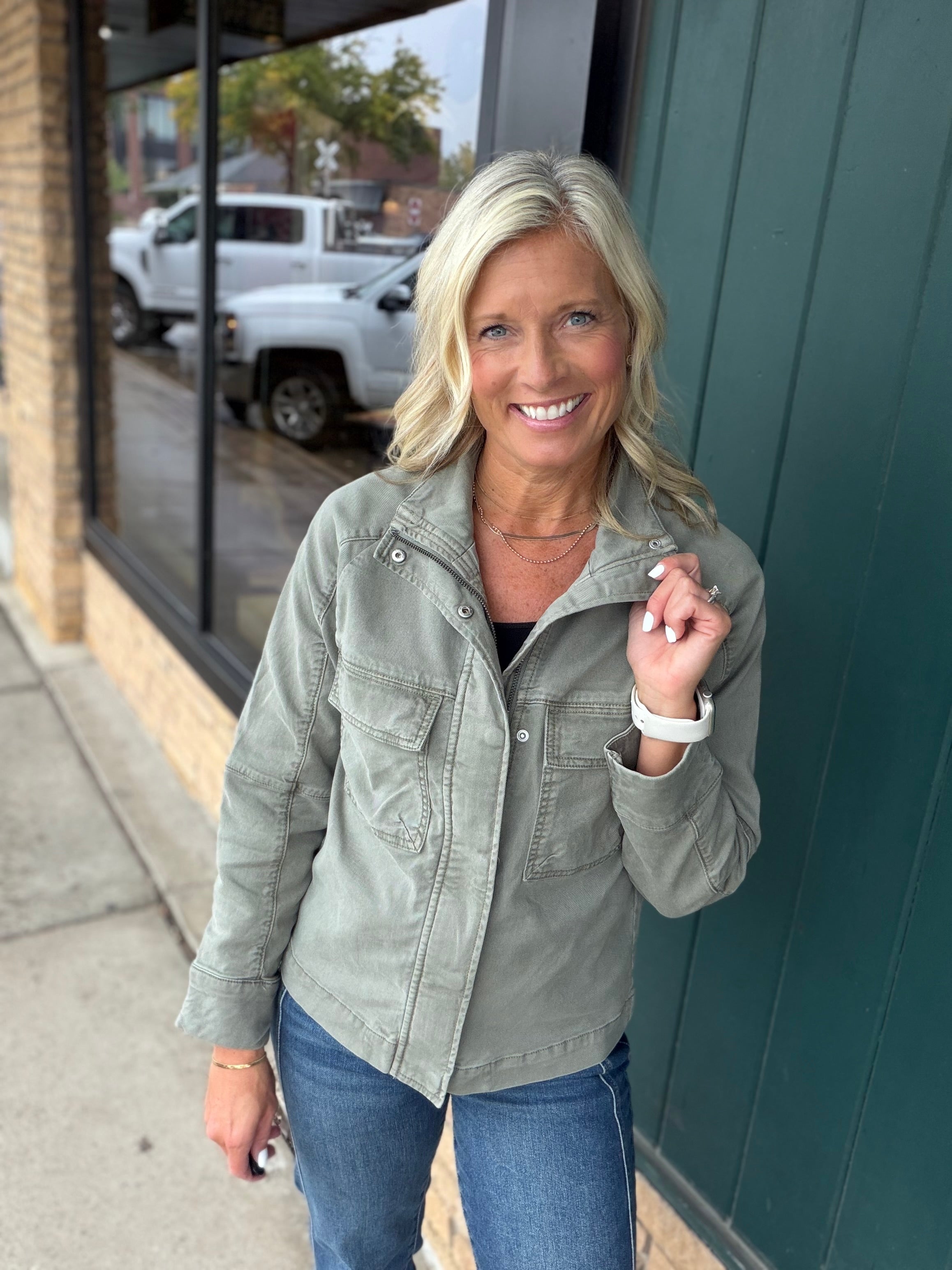 Amelia Olive Utility Jacket Outerwear- Jackets FLAG AND ANTHEM