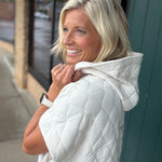 Bone Oversized Quilted Zip Hoodie Vest Outerwear - Vest RAE MODE