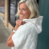 Bone Oversized Quilted Zip Hoodie Vest Outerwear - Vest RAE MODE
