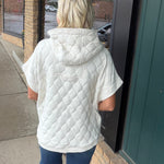 Bone Oversized Quilted Zip Hoodie Vest Outerwear - Vest RAE MODE