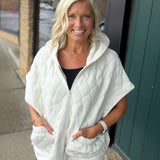 Bone Oversized Quilted Zip Hoodie Vest Outerwear - Vest RAE MODE