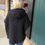 Black Oversized Quilted Zip Hoodie Vest Outerwear - Vest RAE MODE