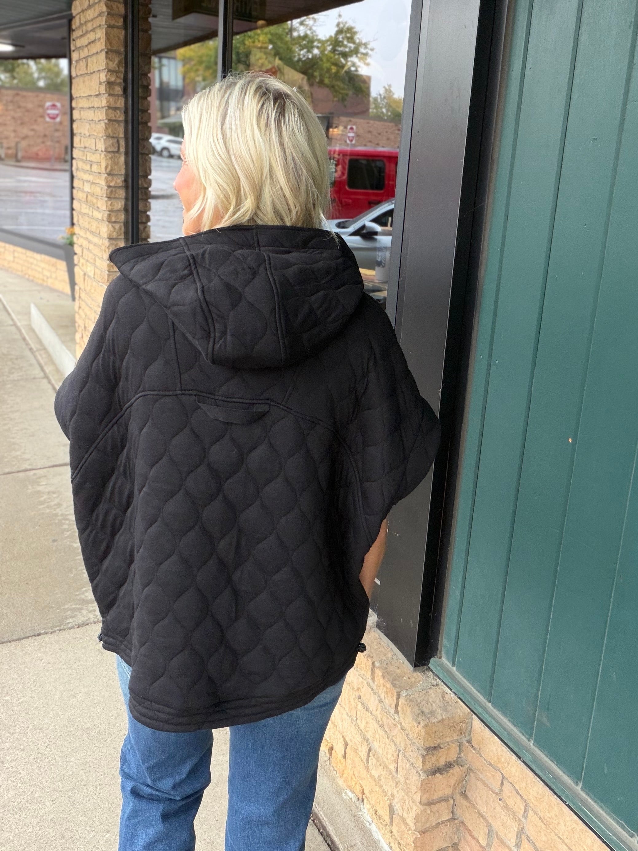 Black Oversized Quilted Zip Hoodie Vest Outerwear - Vest RAE MODE