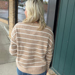 Latte Contrast Stripe Sweater Top - Sweater IN FEBRUARY