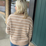 Latte Contrast Stripe Sweater Top - Sweater IN FEBRUARY