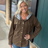 Tobacco Check Plaid Snap Shacket Outerwear- Jackets HEM & THREAD