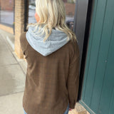 Tobacco Check Plaid Snap Shacket Outerwear- Jackets HEM & THREAD