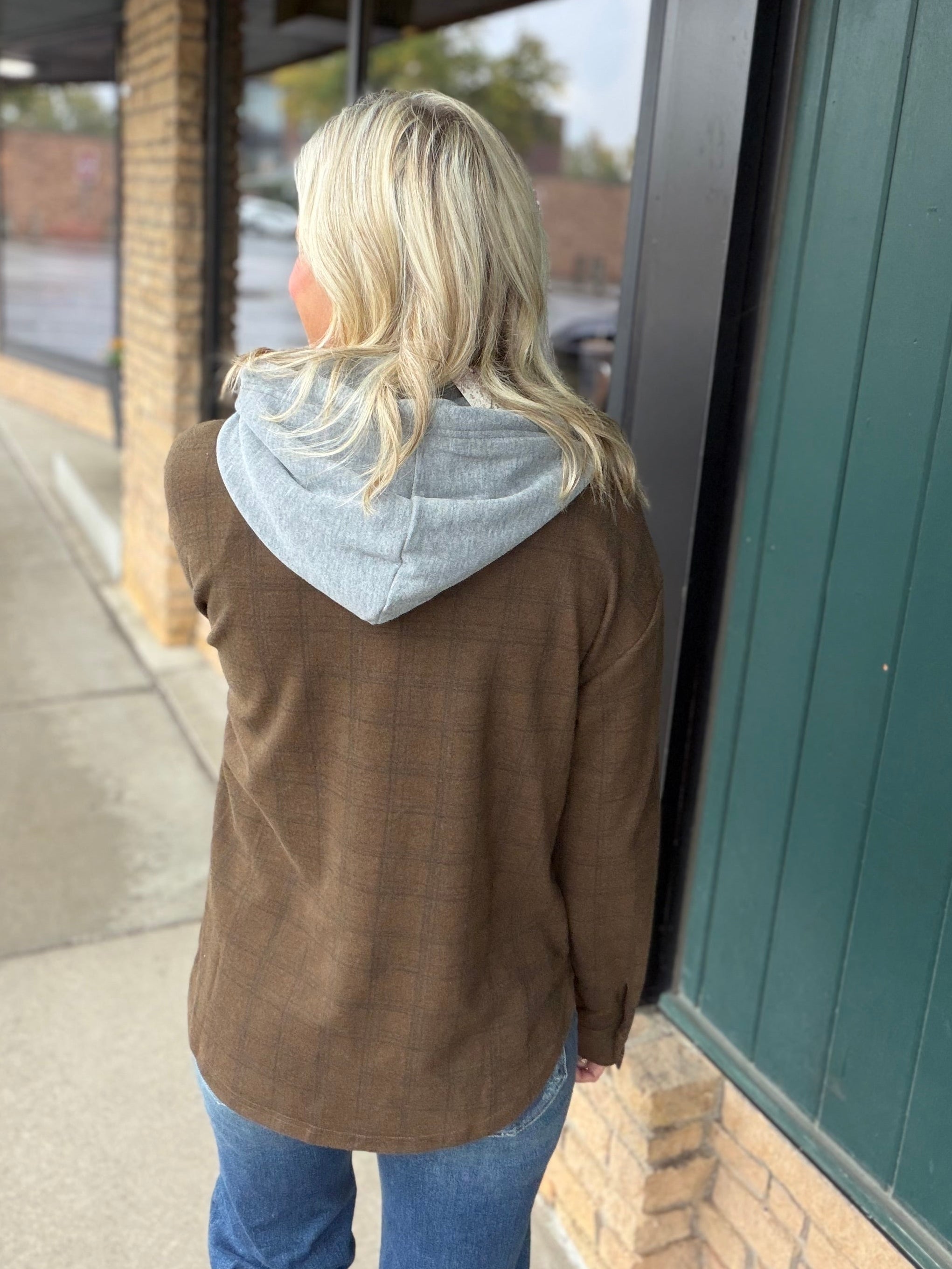 Tobacco Check Plaid Snap Shacket Outerwear- Jackets HEM & THREAD