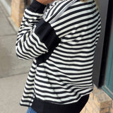 Black Stripe Contrast Panel Top Top- Sweatshirt DOE & RAE