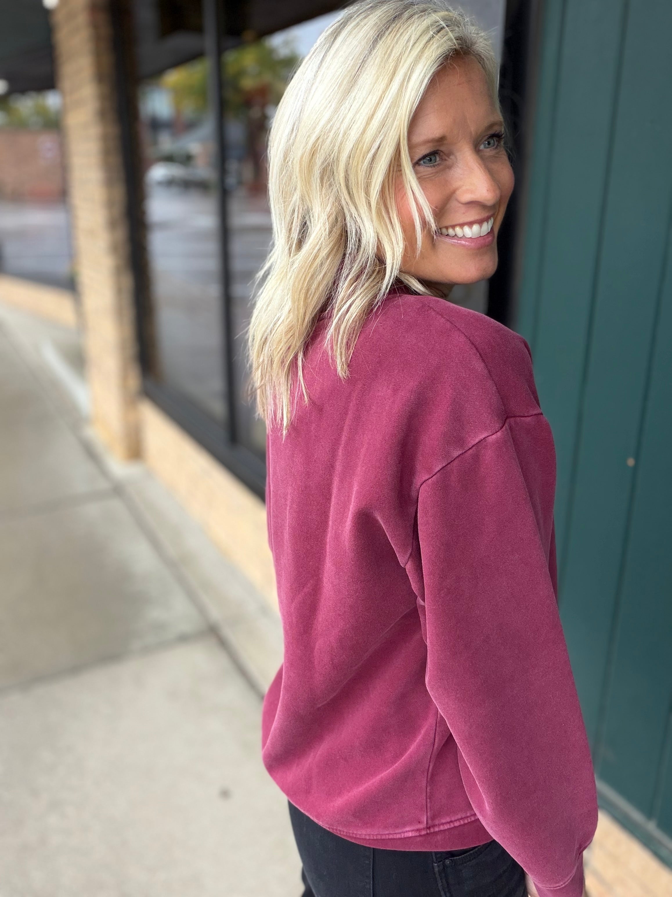 Ashford Zinfandel Mockneck Sweatshirt Top - Sweatshirt THREAD & SUPPLY