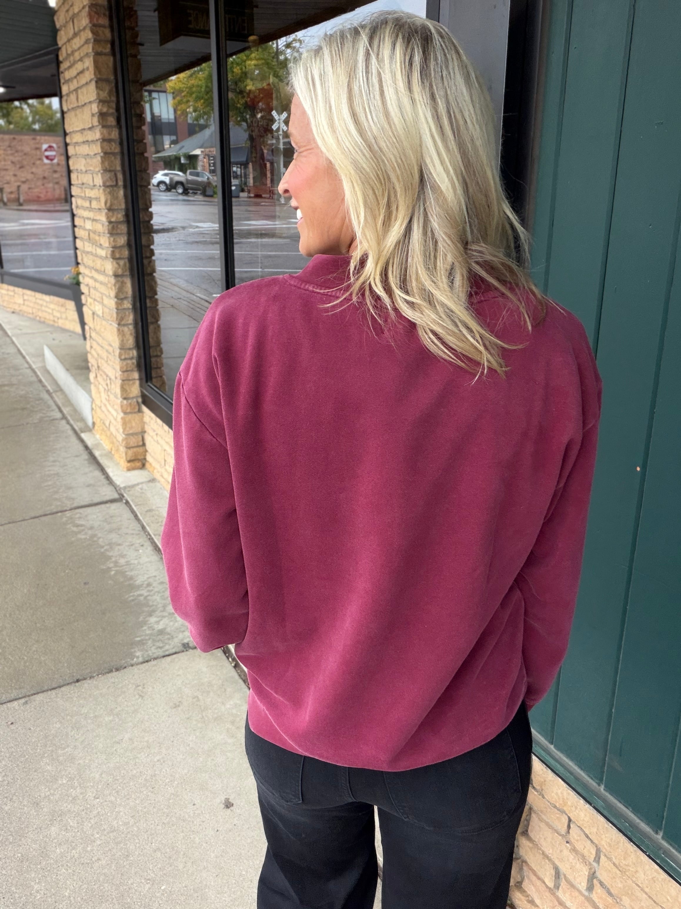Ashford Zinfandel Mockneck Sweatshirt Top - Sweatshirt THREAD & SUPPLY