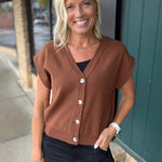 Espresso Button-Front Sweater Vest Top - Sweater IN FEBRUARY