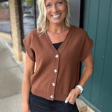 Espresso Button-Front Sweater Vest Top - Sweater IN FEBRUARY