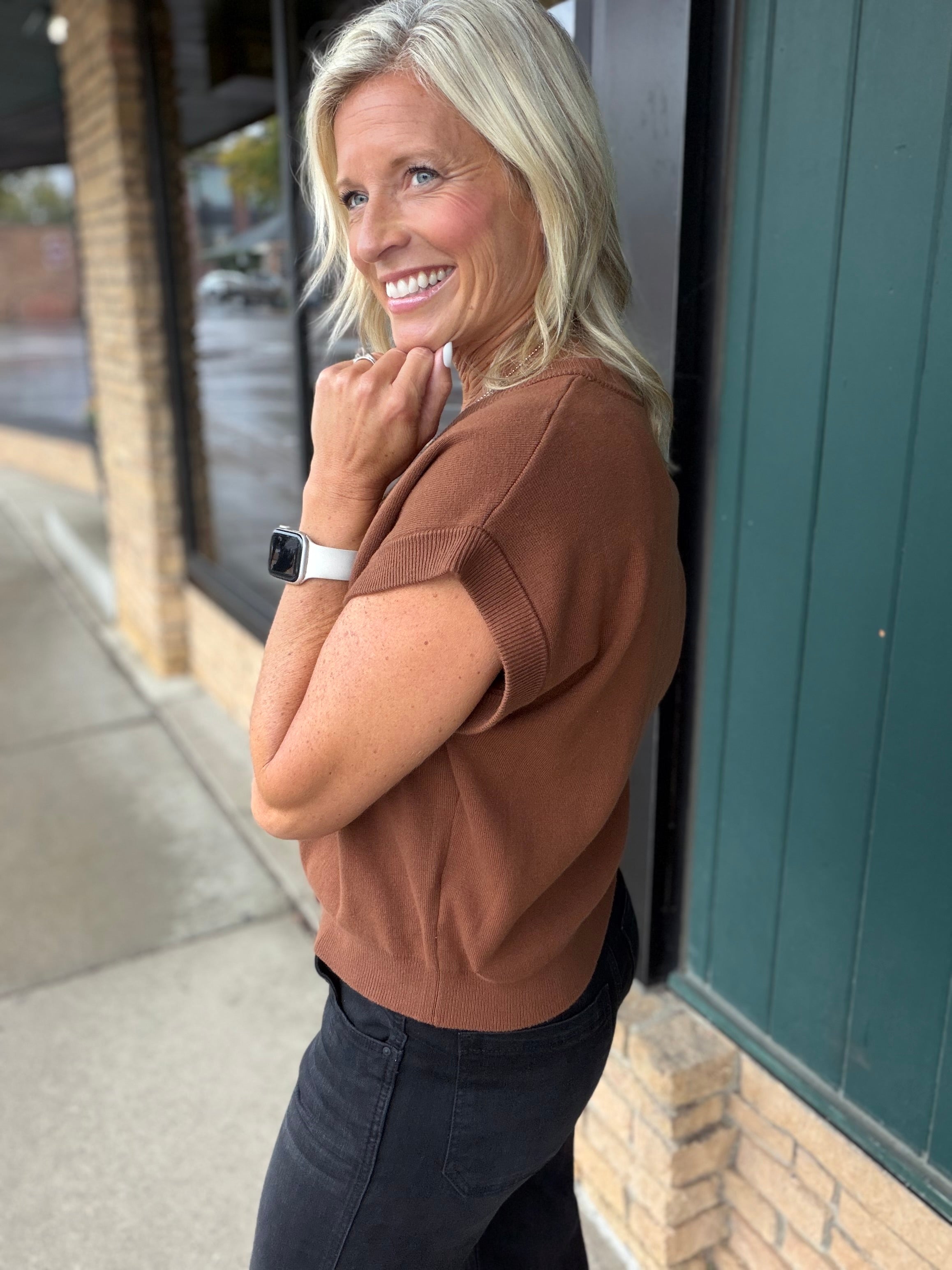 Espresso Button-Front Sweater Vest Top - Sweater IN FEBRUARY