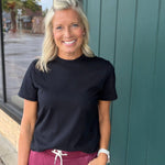 Black Regina Cotton Crew Neck Tee Top - Tee RD Style