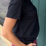 Black Regina Cotton Crew Neck Tee Top - Tee RD Style