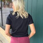 Black Regina Cotton Crew Neck Tee Top - Tee RD Style