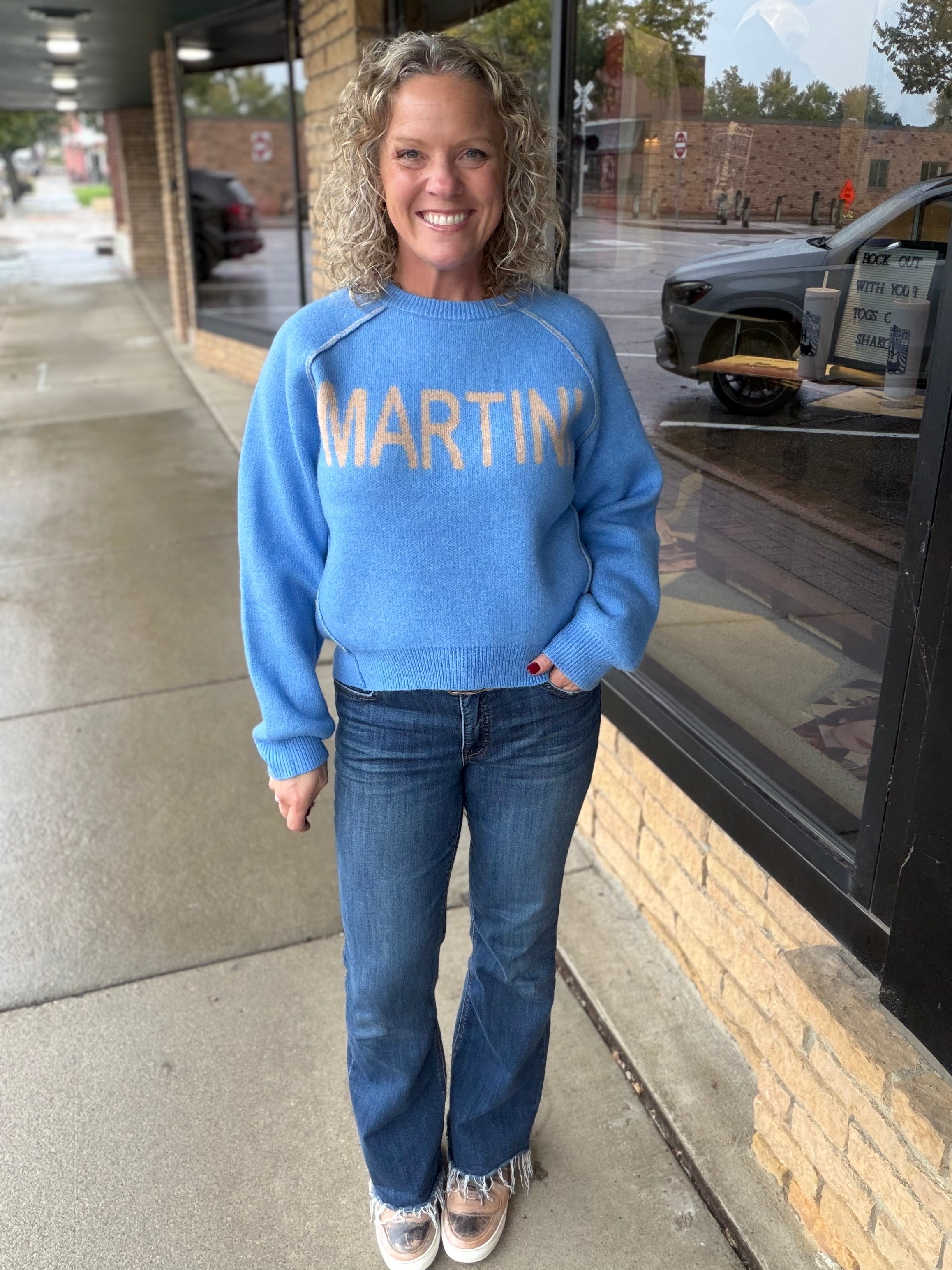Ice Blue Martini Sweater Top - Sweater HEM & THREAD