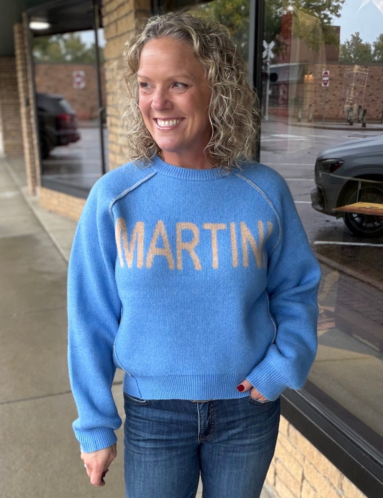 Ice Blue Martini Sweater Top - Sweater HEM & THREAD