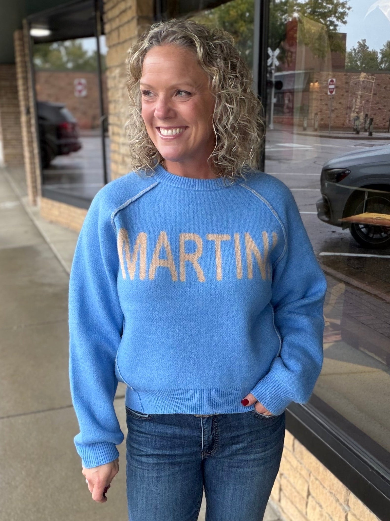 Ice Blue Martini Sweater Top - Sweater HEM & THREAD