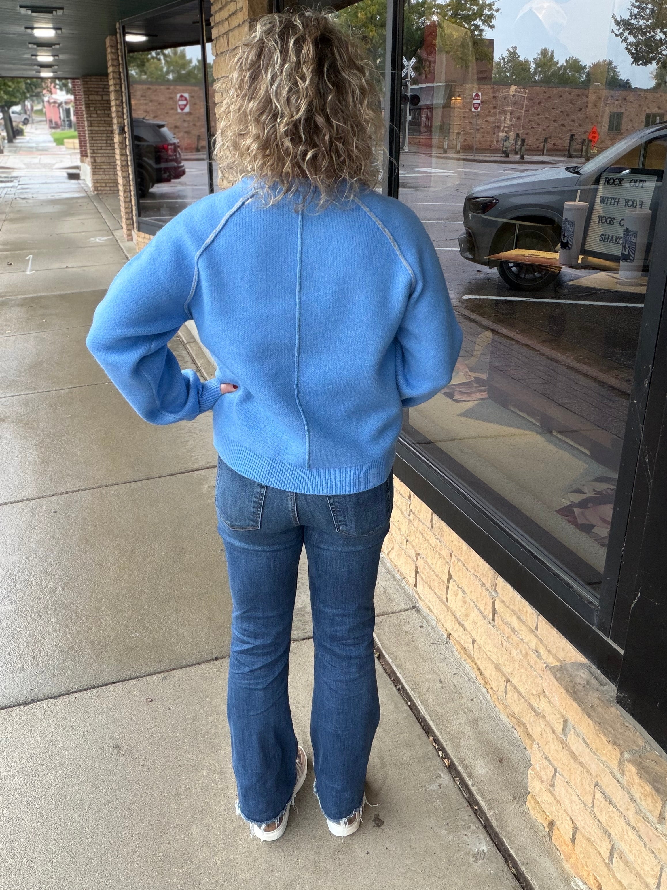Ice Blue Martini Sweater Top - Sweater HEM & THREAD